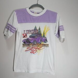 Vintage Graphic Tee - Purple and White